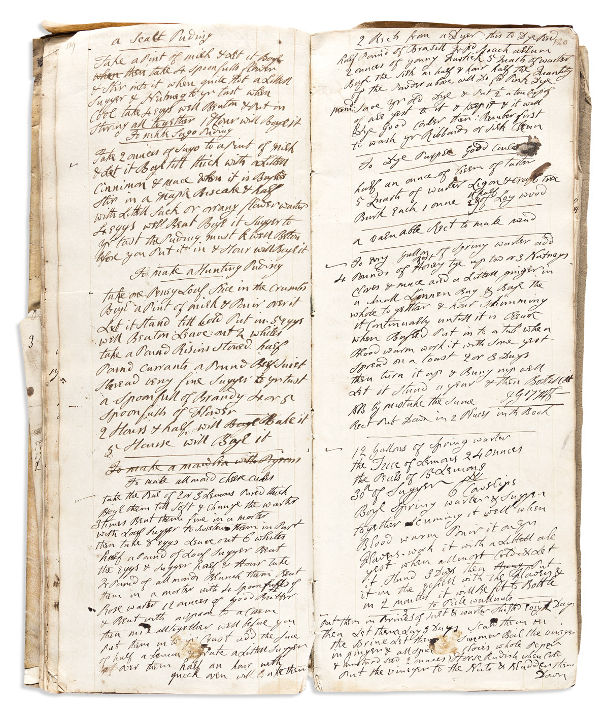 Recipes & Medical Preparations. English Manuscript, circa 1780.
